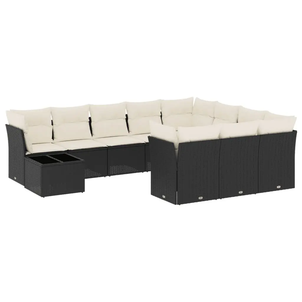 Garden Sofa Set 11 Piece Outdoor Furniture Modular Black Poly Rattan