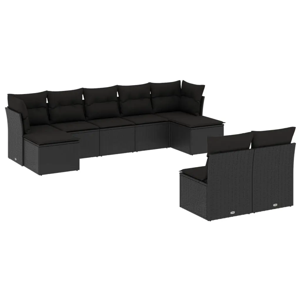 Garden Sofa Set 9 Piece Outdoor Furniture Patio Lounge Rattan Modular Black