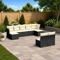 Garden Sofa Set 9 Piece Outdoor Furniture Patio Seating with Cushions Black