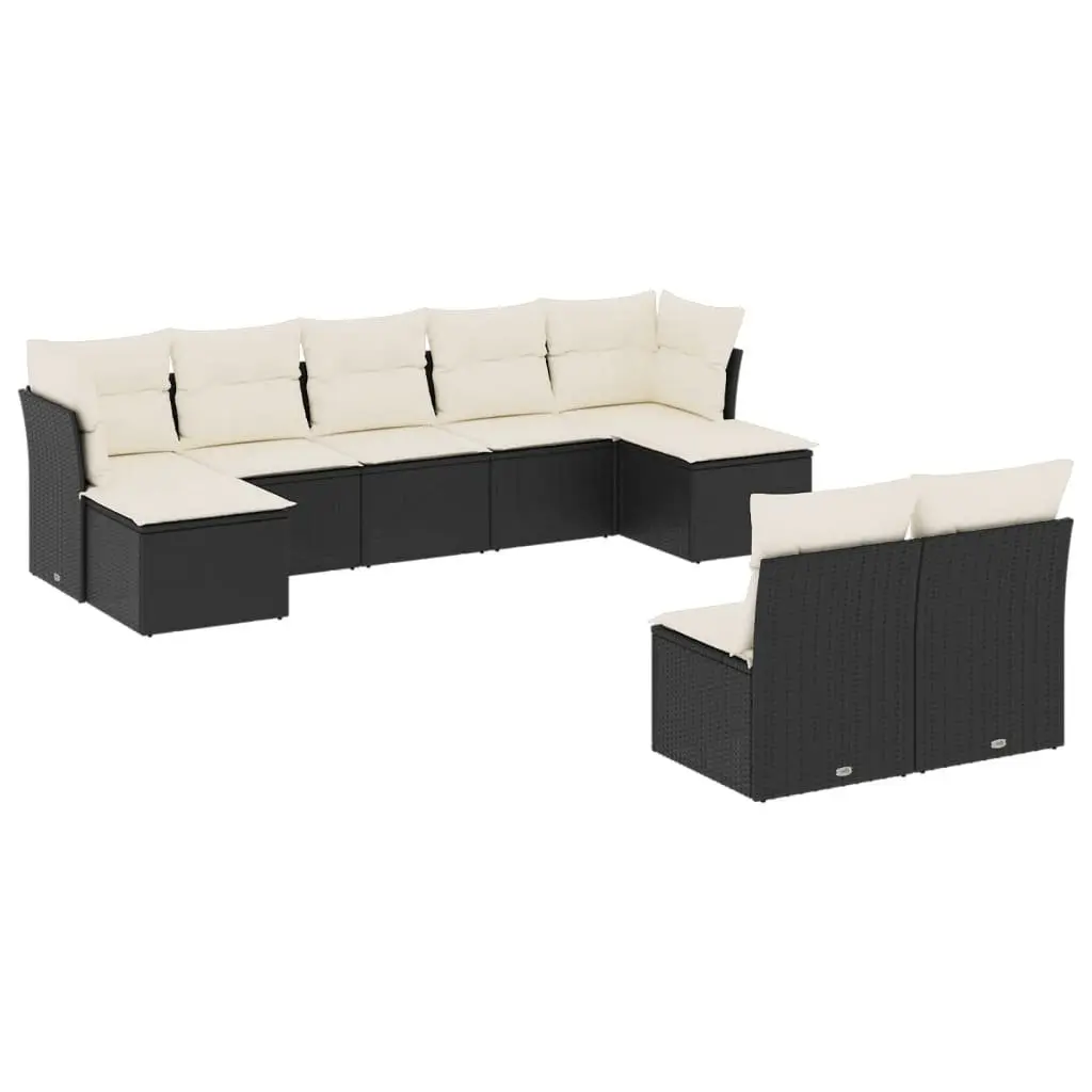 Outdoor Furniture Set 9 Piece Black Patio Seating Rattan Sofa with Cushions