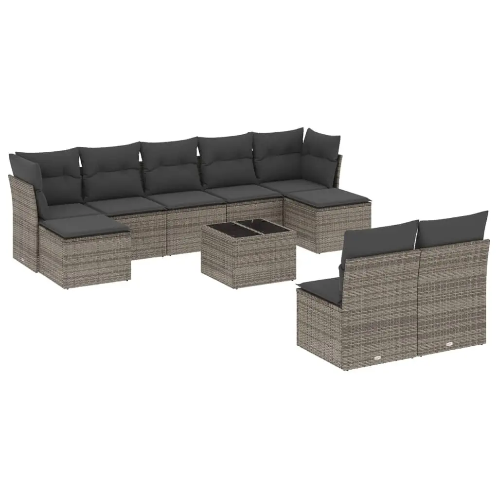 Garden Sofa Set 10 Piece Outdoor Furniture Grey Poly Rattan Patio Lounge