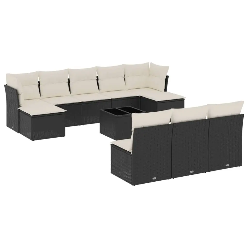Outdoor Garden Sofa Set 11 Piece Black Poly Rattan Furniture Patio Lounge