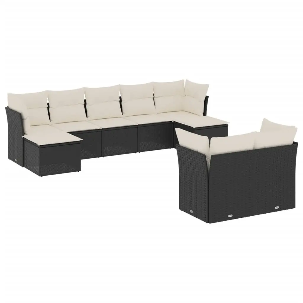 Garden Sofa Set Modular Outdoor Furniture 9 Piece Black