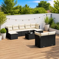 Value-Driven Black Garden Sofa Set: 10 Pieces Included