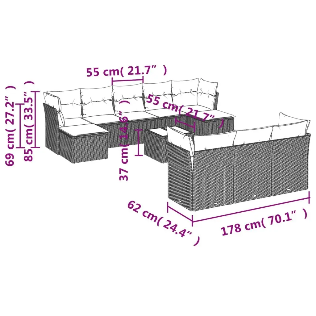 11 Piece Garden Sofa Set