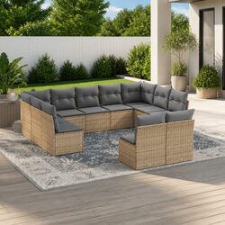 Comfortable 11-Piece Garden Sofa Set in Beige