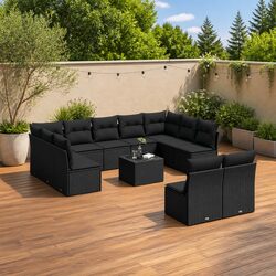 Value and Comfort in a 12-Piece Black Sofa Set