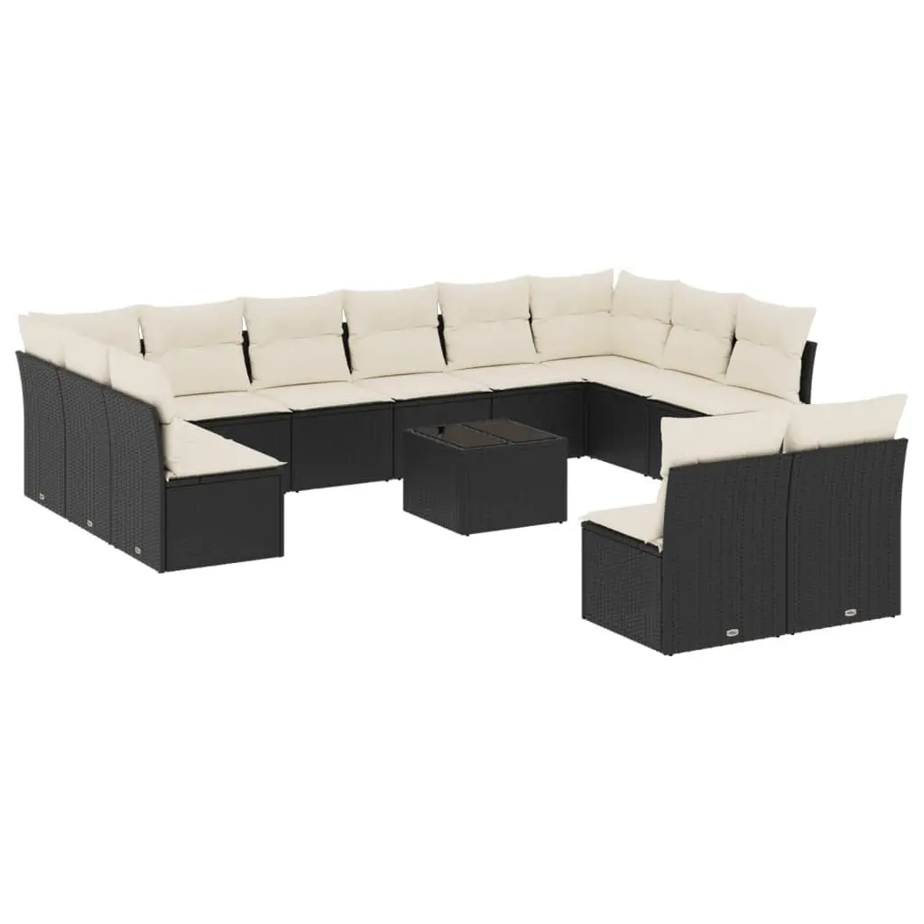 Garden Sofa Set Modular Outdoor Furniture 13 Piece Black Poly Rattan