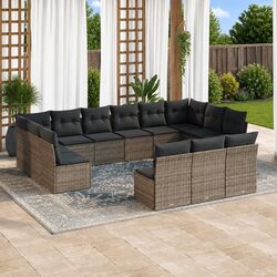 Comfortable and Practical 13 Piece Grey Garden Sofa Set