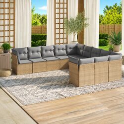 Reliable 11 Piece Garden Sofa Set with Cushions