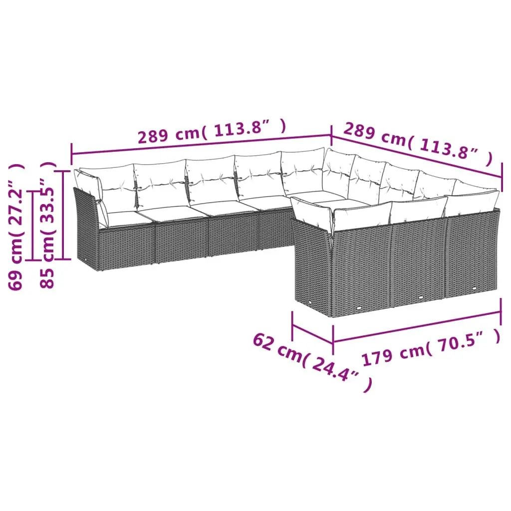 11 Piece Garden Sofa Set with Cushions