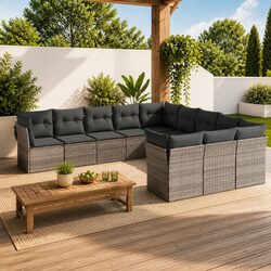 Comfort and Value: 11-Piece Grey Garden Sofa Set