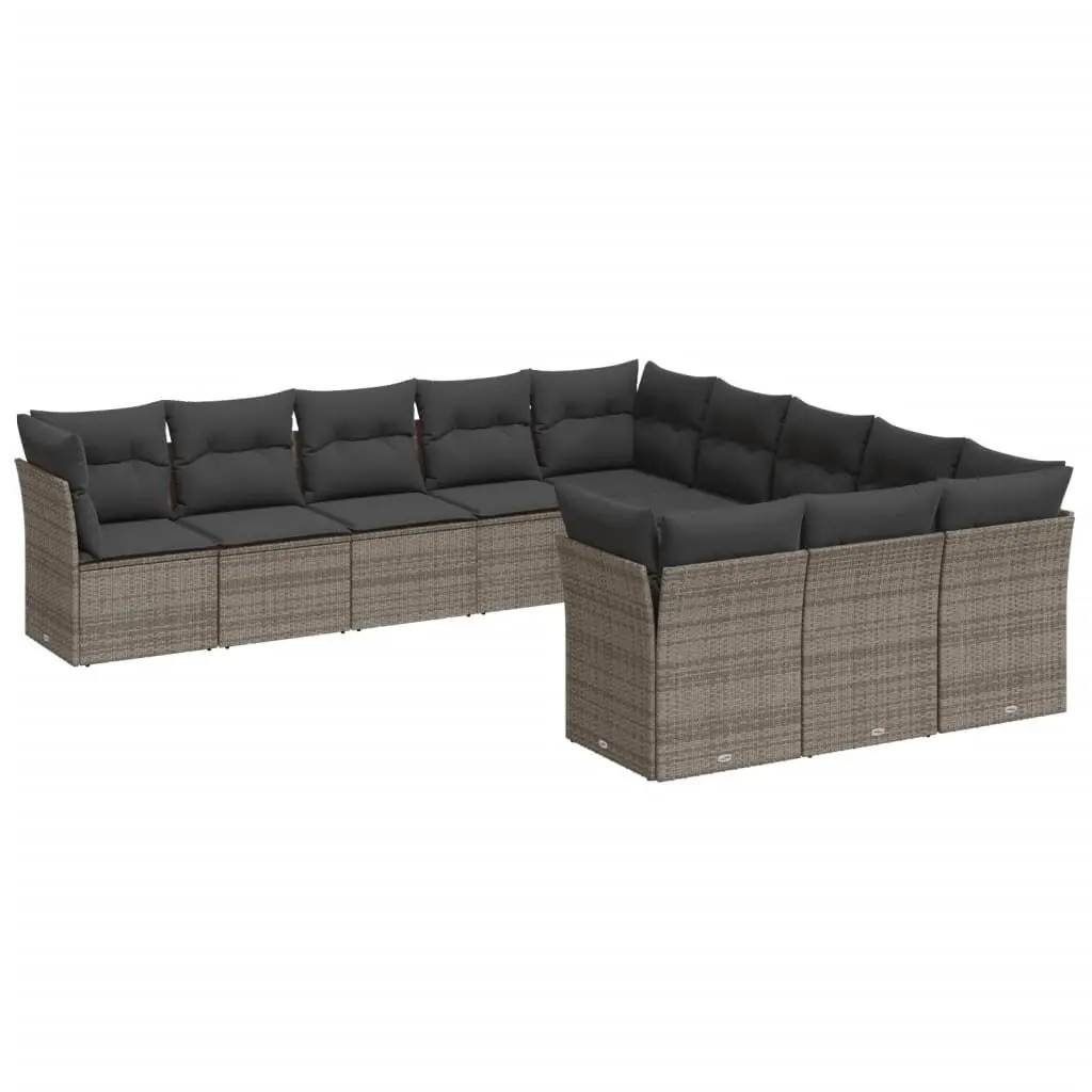 Garden Sofa Set 11 Piece Outdoor Furniture Patio Grey Modular Rattan Cushioned