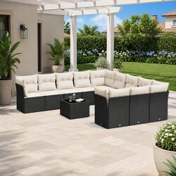 Value and Comfort: 12 Piece Garden Sofa Set in Black