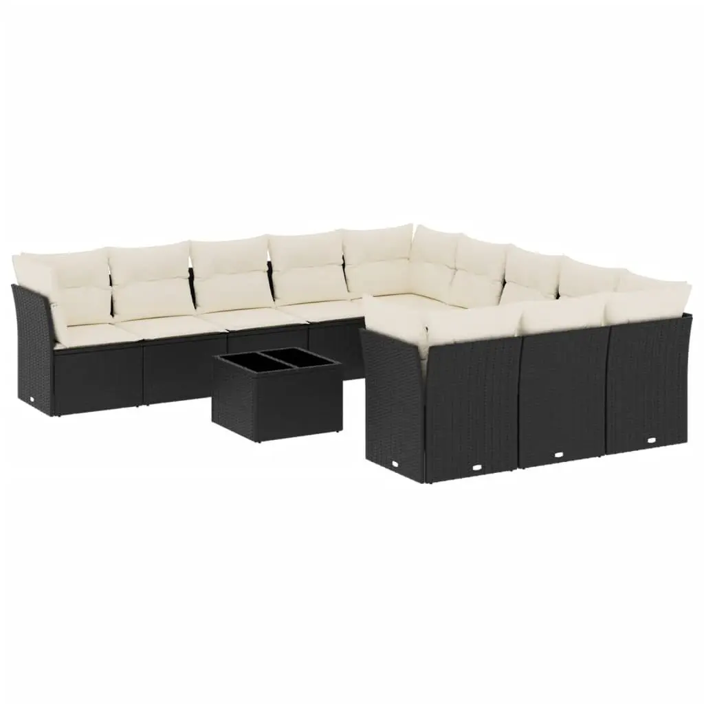 Garden Sofa Set Modular Outdoor Furniture 12 Piece Black Poly Rattan