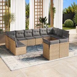 Beige Modular Garden Sofa Set with Comfortable Cushions