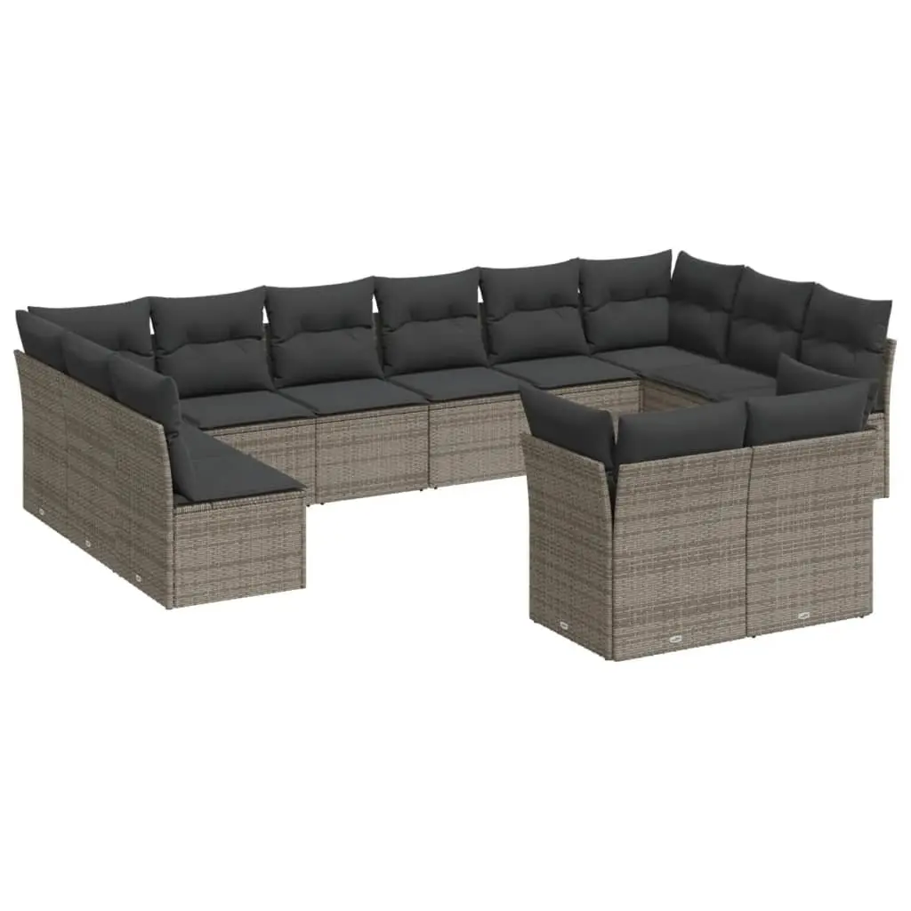 Garden Sofa Set Modular Outdoor Furniture 12 Piece Grey Poly Rattan