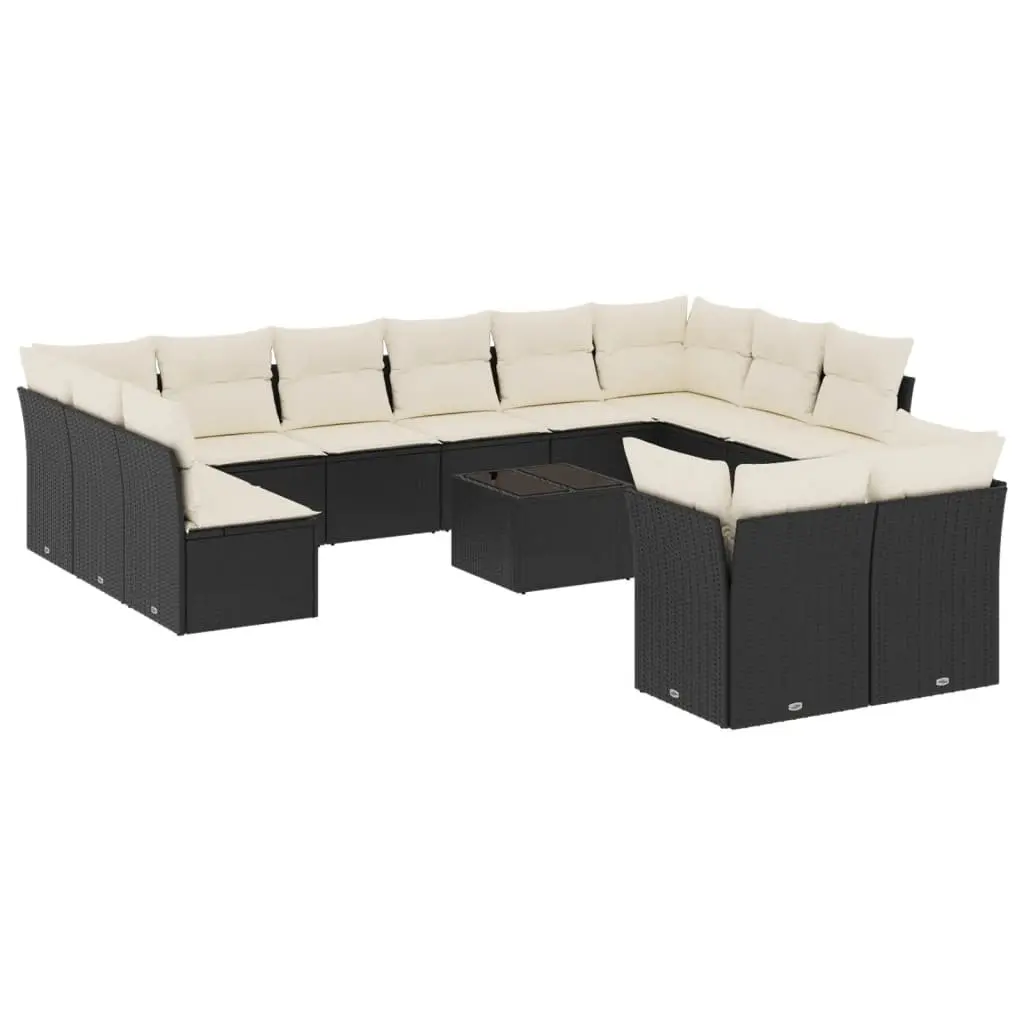Garden Sofa Set 13 Piece Outdoor Furniture Modular Black PE Rattan Patio Seating