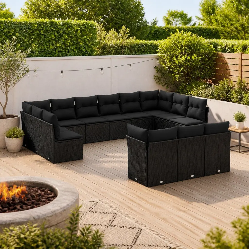 Garden Sofa Set 13 Piece Outdoor Furniture Modular Black