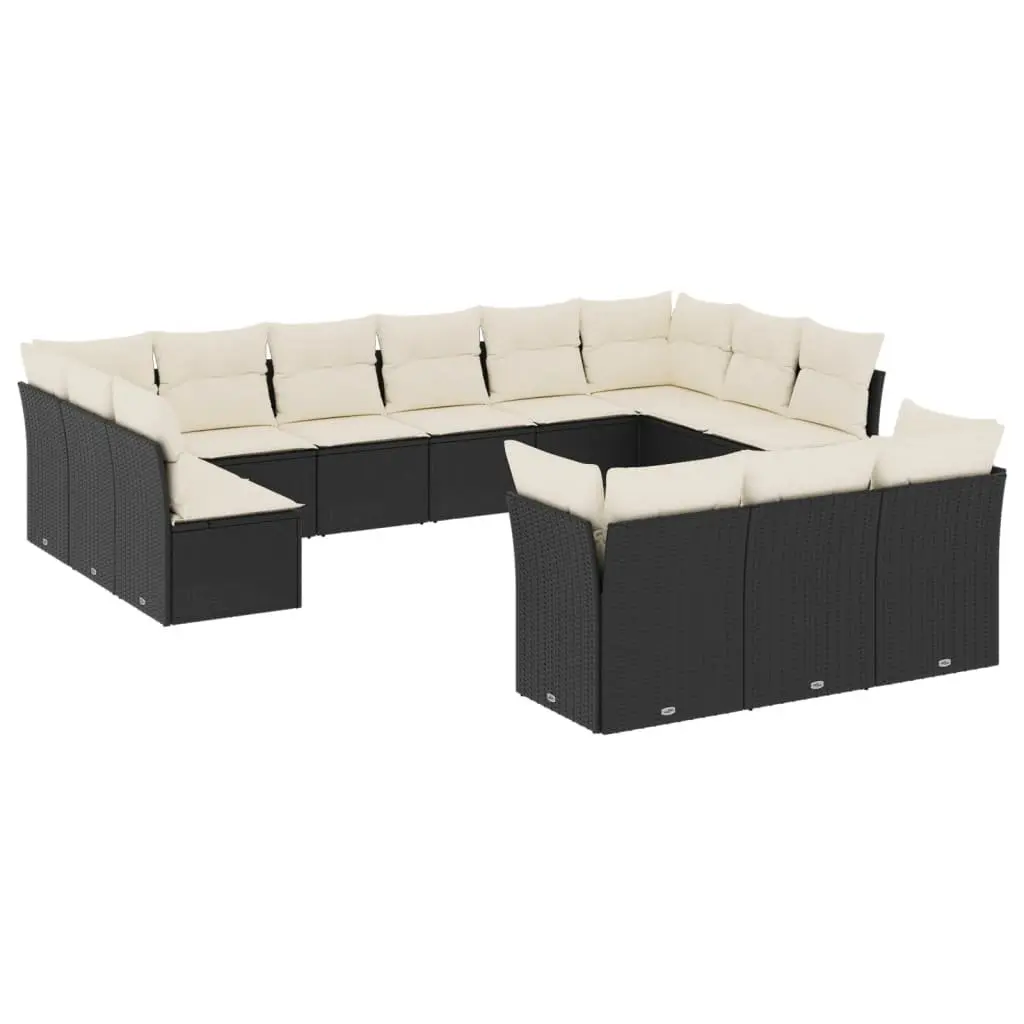 Outdoor Garden Sofa Set 13 Piece Modular Patio Furniture Black Poly Rattan