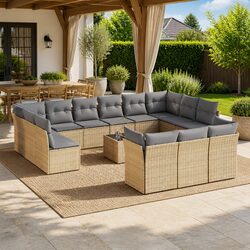 Quality Outdoor Garden Sofa Set with Cushions - 14 Pieces