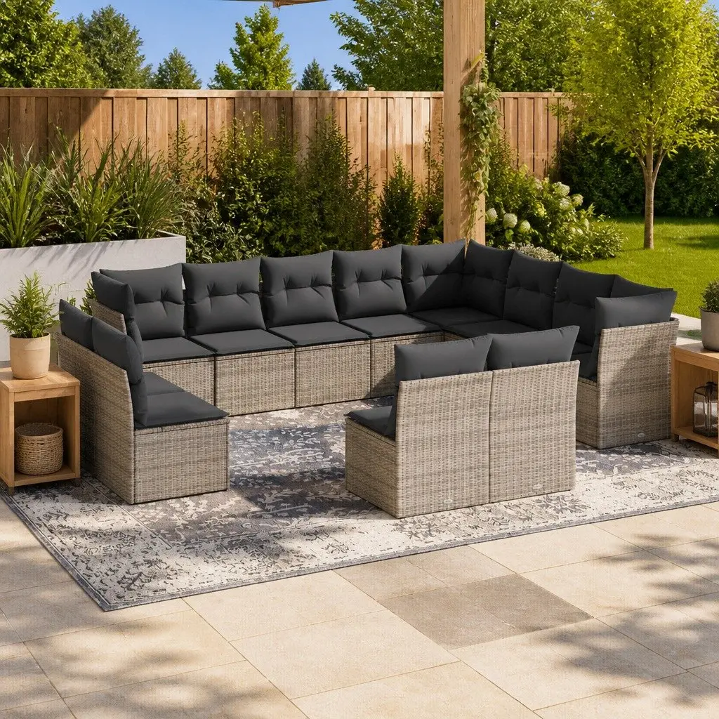 Garden Sofa Set Modular Outdoor Furniture 12 Piece Grey