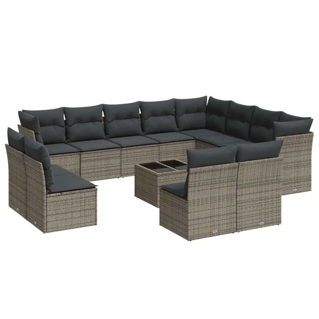 Garden Sofa Set Outdoor Furniture 13 Piece Modular Grey with Cushions