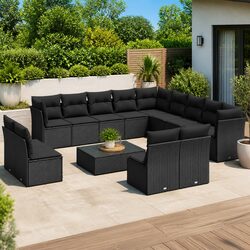 Comfortable and Valuable 13 Piece Black Garden Sofa Set