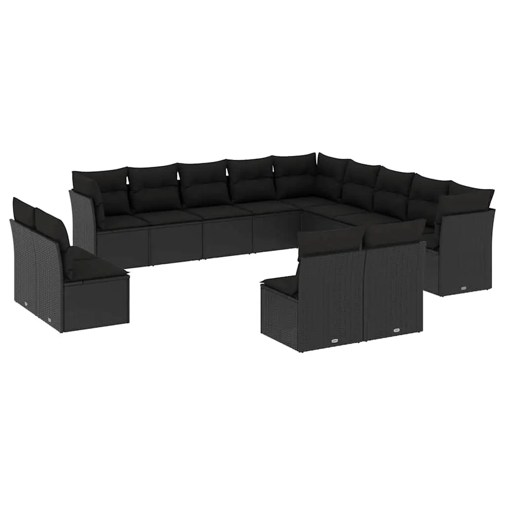 Garden Sofa Set 13 Piece Outdoor Furniture Modular Black PE Rattan Patio Lounge