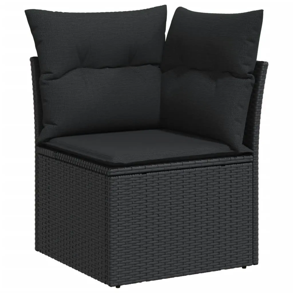 Outdoor Garden Sofa Set 14 Piece Black PE Rattan Patio Furniture with Cushions