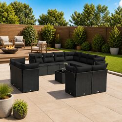 Comfort and Value: 12 Piece Black Garden Sofa Set