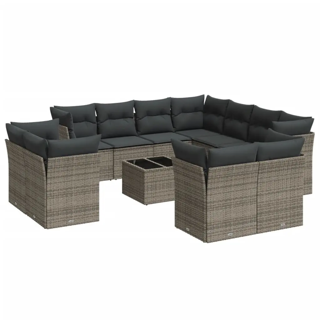 Garden Sofa Set 12 Piece Outdoor Furniture with Cushions Grey Patio Lounge