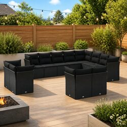 Comfort and Value: 12 Piece Black Outdoor Sofa Set