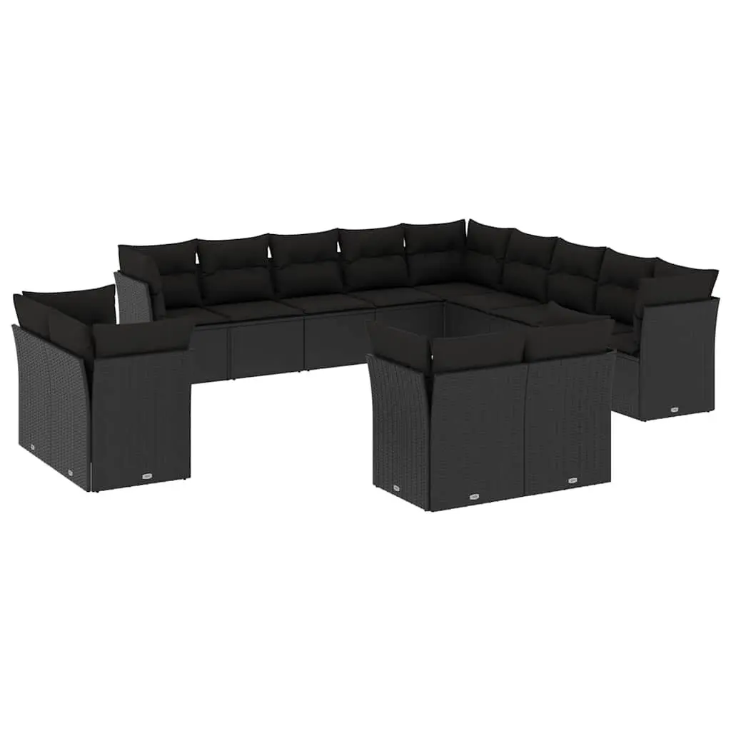 Outdoor Sofa Set 13 Piece Garden Furniture Modular Black PE Rattan