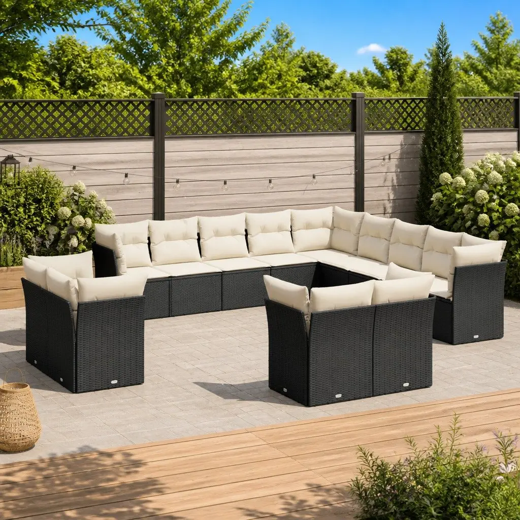 Garden Sofa Set 13 Piece Outdoor Furniture Modular Black