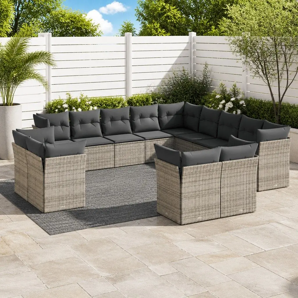 Garden Sofa Set 13 Piece Outdoor Furniture Grey Modular Patio Seating with