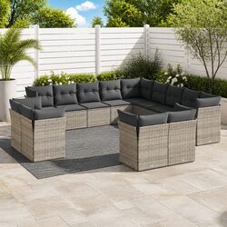 Comfortable Grey Garden Sofa Set - 13 Pieces for Value