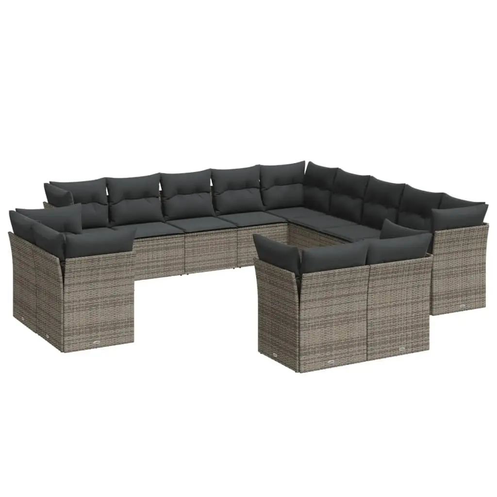 Garden Sofa Set 13 Piece Outdoor Furniture Grey Modular Patio Seating with