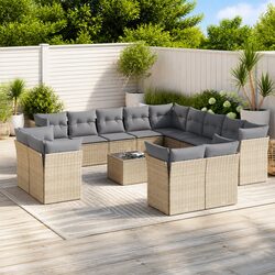 Comfortable 14 Piece Beige Garden Sofa Set for Your Home