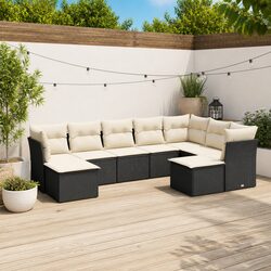 Comfortable 9 Piece Black Garden Sofa Set - Modular Design