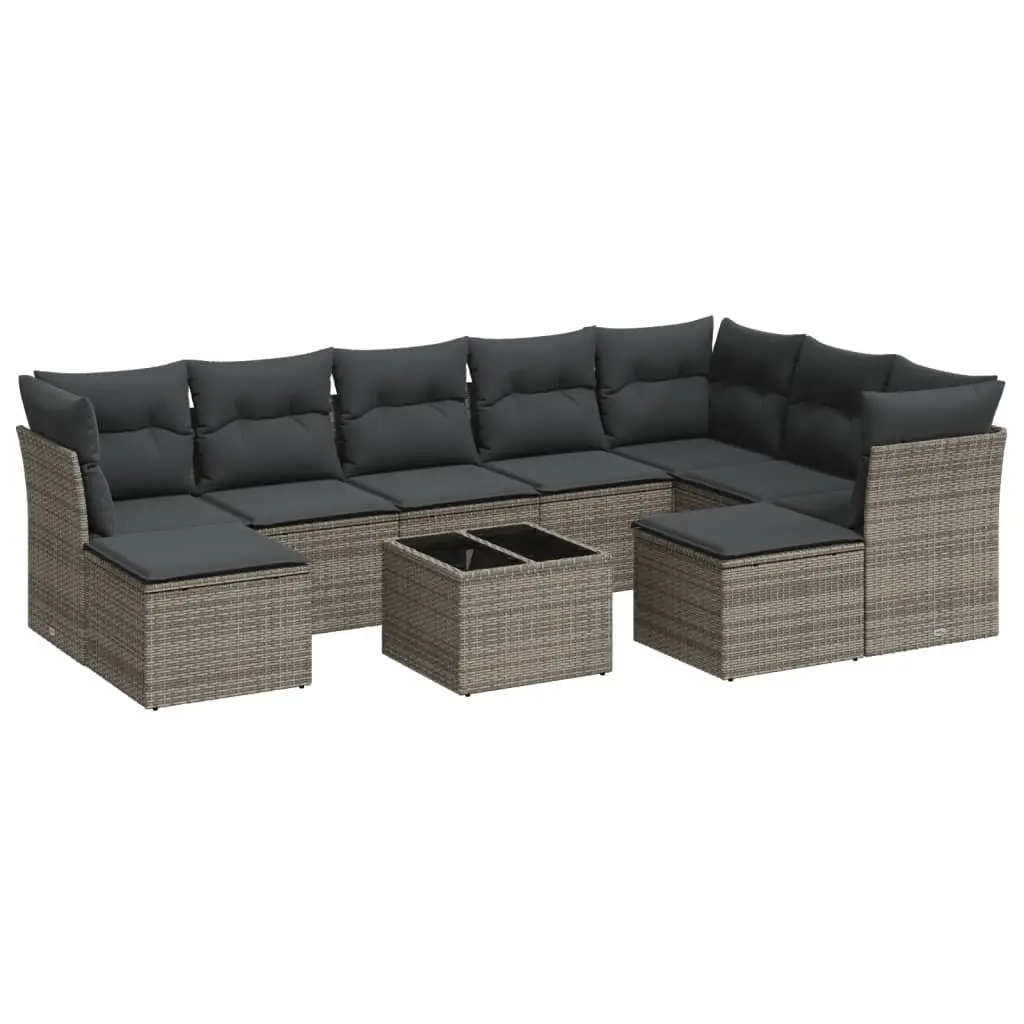 Garden Sofa Set Outdoor Patio Furniture 10 Piece Grey Poly Rattan Modular