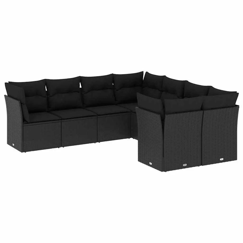 Garden Sofa Set 8 Piece Outdoor Furniture Modular Black PE Rattan