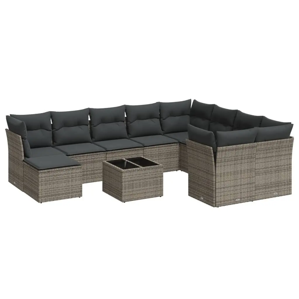 11 Piece Garden Sofa Set with Cushions Grey Outdoor Furniture Patio Seating