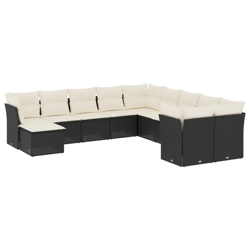 Garden Sofa Set 11 Piece Outdoor Furniture Patio Sectional with Cushions Black