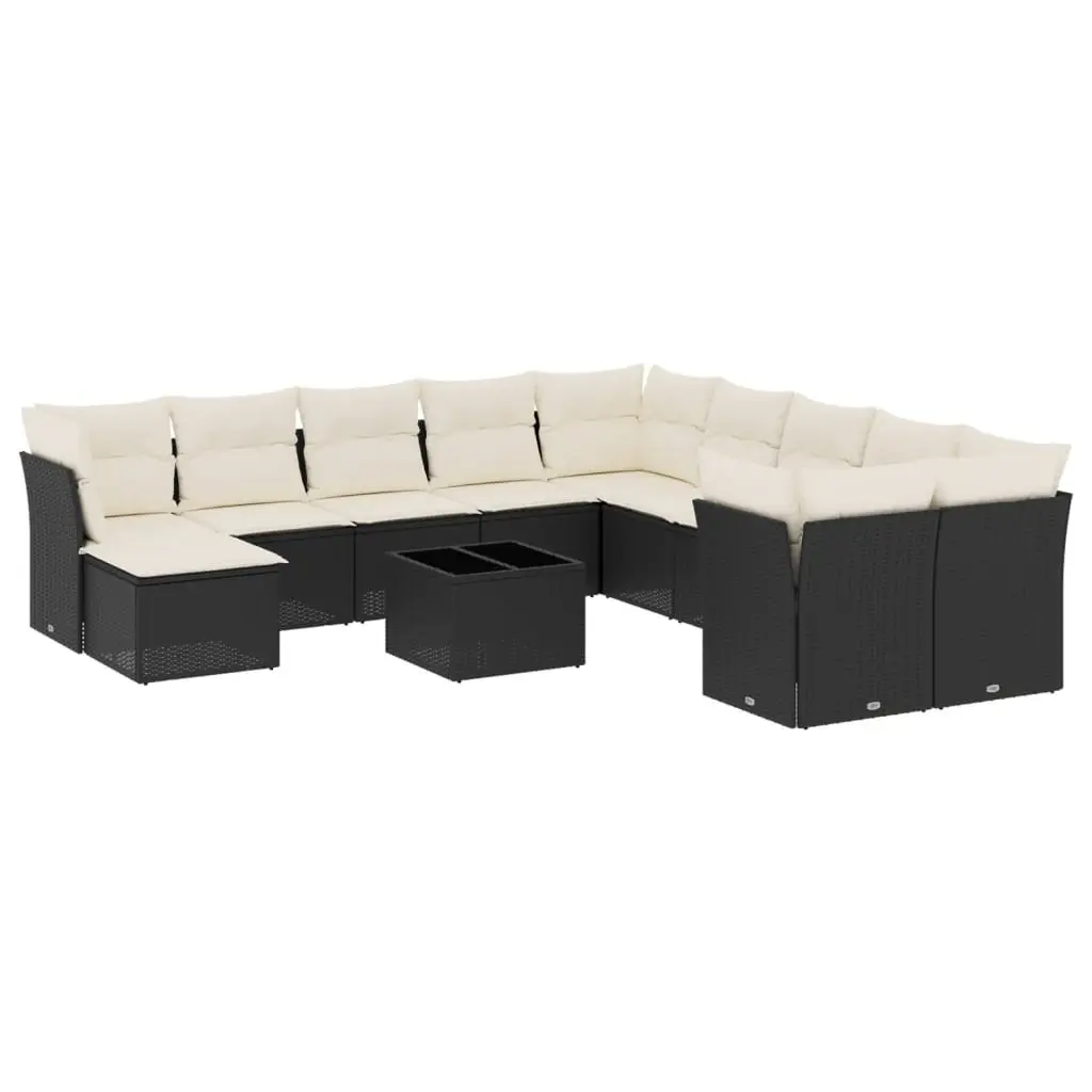 Garden Sofa Set Modular Outdoor Furniture 12 Piece Black Rattan Seating