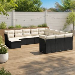 Comfortable 12-Piece Black Modular Garden Sofa Set