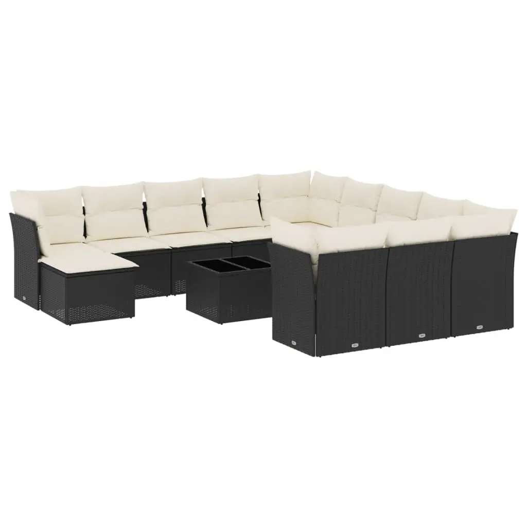Garden Sofa Set 13 Piece Outdoor Furniture Patio Seating Black Poly Rattan