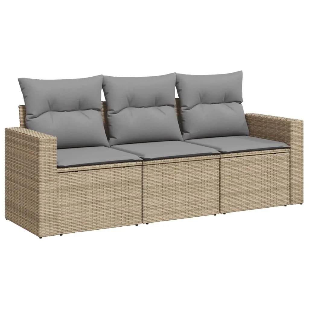 Garden Sofa Set Outdoor Furniture 3 Piece Modular Beige Cushions