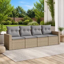 Durable and Cozy 4-Piece Garden Sofa Set in Beige