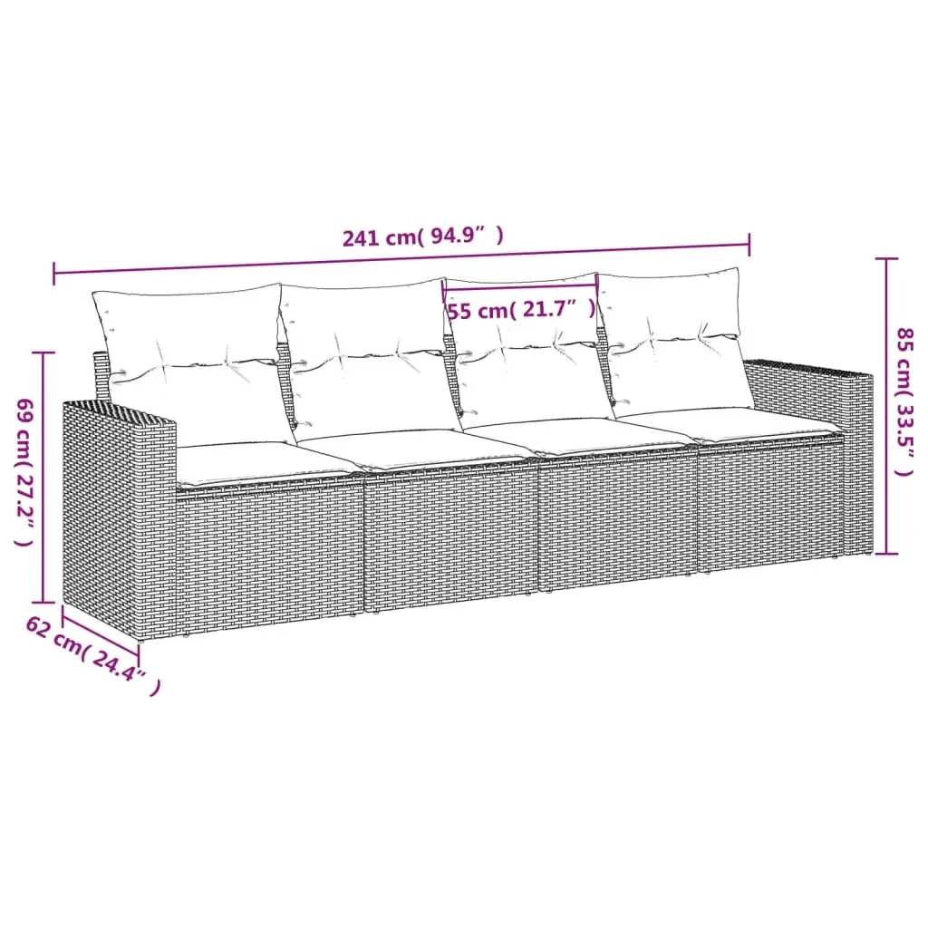 4-Piece Garden Sofa Set in Beige
